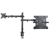 StarTech.com Monitor Arm with VESA Laptop Tray, For a Laptop (4.5kg/9.9lb) and a Single Display up to 32 inch (8kg/17.6lb), Black, Vented Tray, Adjustable Laptop Arm Mount, C-clamp/Grommet Mount