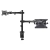StarTech.com Monitor Arm with VESA Laptop Tray, For a Laptop (4.5kg/9.9lb) and a Single Display up to 32 inch (8kg/17.6lb), Black, Vented Tray, Adjustable Laptop Arm Mount, C-clamp/Grommet Mount
