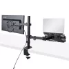 StarTech.com Monitor Arm with VESA Laptop Tray, For a Laptop (4.5kg/9.9lb) and a Single Display up to 32 inch (8kg/17.6lb), Black, Vented Tray, Adjustable Laptop Arm Mount, C-clamp/Grommet Mount