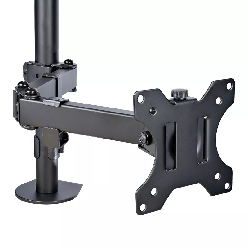 StarTech.com Monitor Arm with VESA Laptop Tray, For a Laptop (4.5kg/9.9lb) and a Single Display up to 32 inch (8kg/17.6lb), Black, Vented Tray, Adjustable Laptop Arm Mount, C-clamp/Grommet Mount