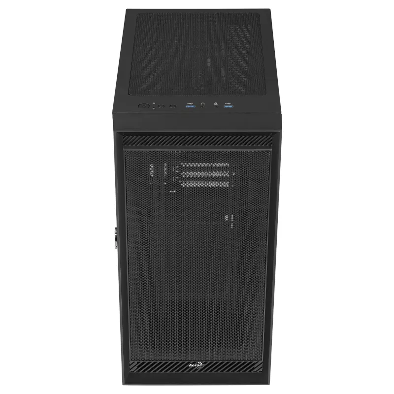 Aerocool Graphite v1 Mid Tower Case, Tempered Glass Side Panel, Black