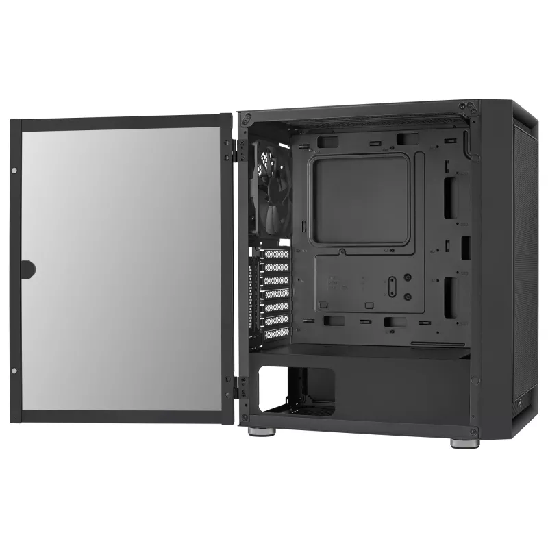 Aerocool Graphite v1 Mid Tower Case, Tempered Glass Side Panel, Black