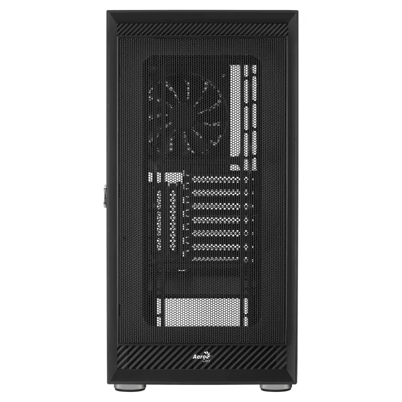 Aerocool Graphite v1 Mid Tower Case, Tempered Glass Side Panel, Black