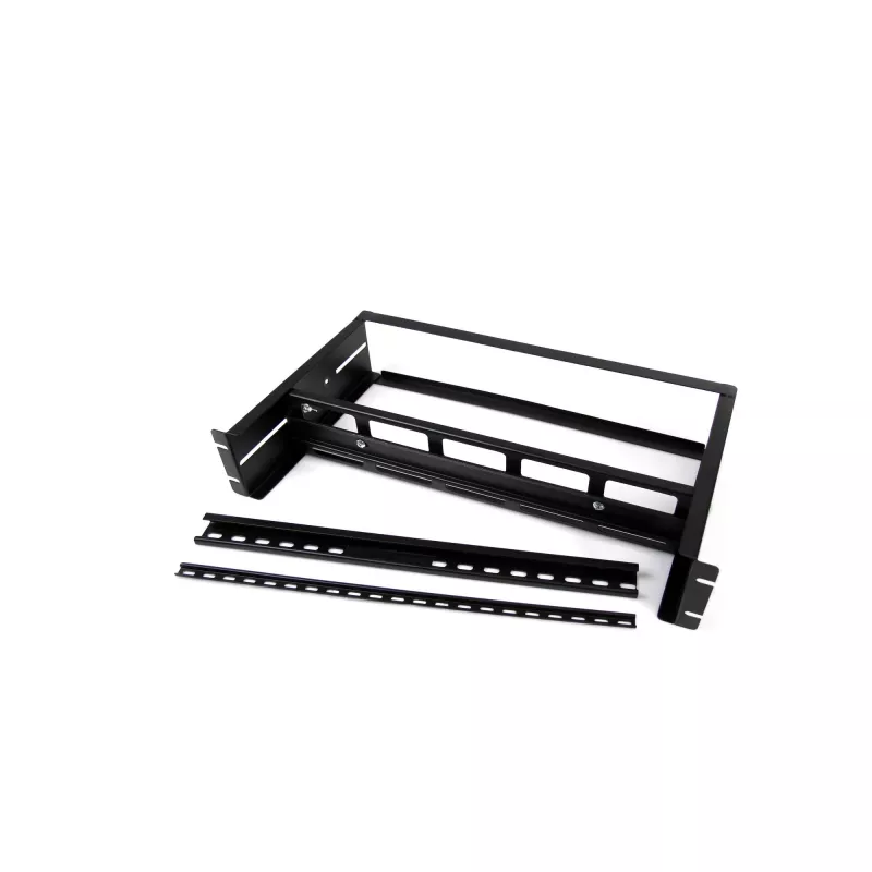 StarTech.com Adjustable Rackmount DIN Rail Kit with Top Hat/Mini/G Rails - 19 inch 1U Steel Rack Mount Bracket, Black