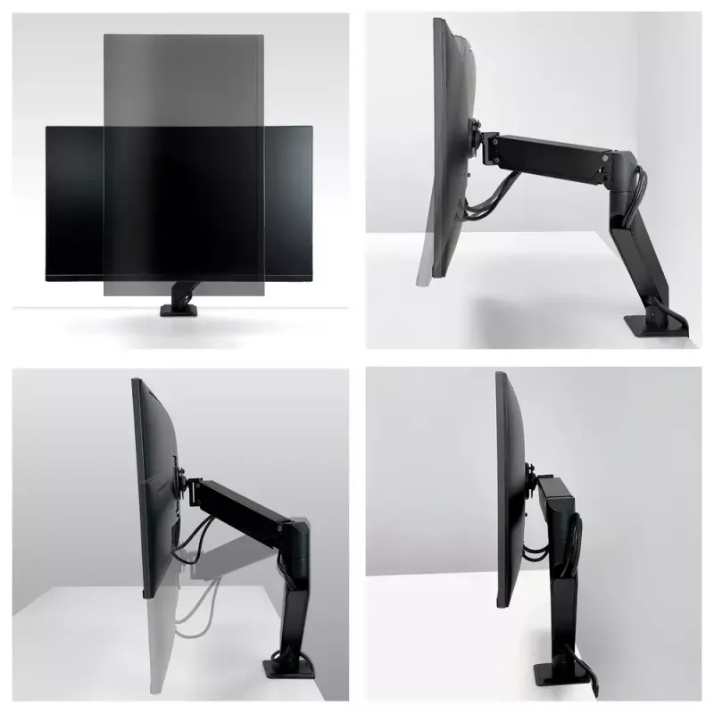 Desk Mount Gas Spring Monitor Arm Arctic X1-3D — supports up to 43 inch / 10 kg, VESA 75x75–100x100, black