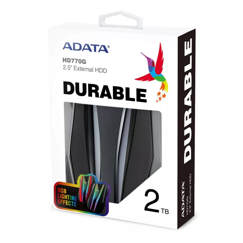 External Hard Drive ADATA HD770G 2TB 2.5 inch USB 3.2 Gen 1 Black, shock-resistant, bus-powered