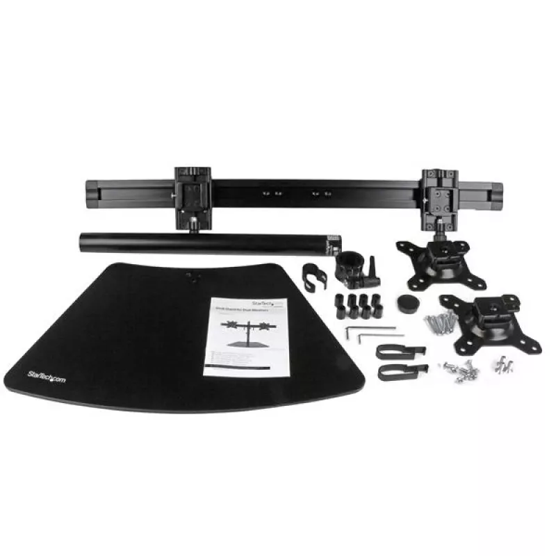 StarTech.com Dual-Monitor Stand - Horizontal - Black, Freestanding, 8 kg, 61 cm (24 inch), 100 x 100 mm, Height adjustment, Black