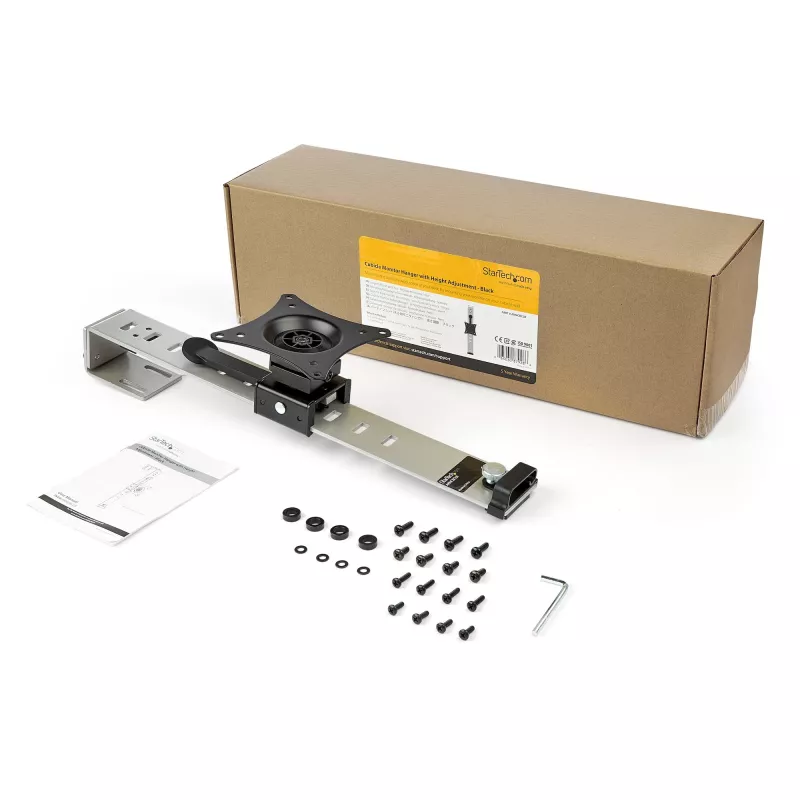 StarTech.com Cubicle Monitor Mount - Cubicle Wall Single Monitor Hanger - Up to 34 inch VESA Mount Display - Height Adjustable Ergonomic Office Cubicle Hanging Flat Panel Hook & Clamp Bracket