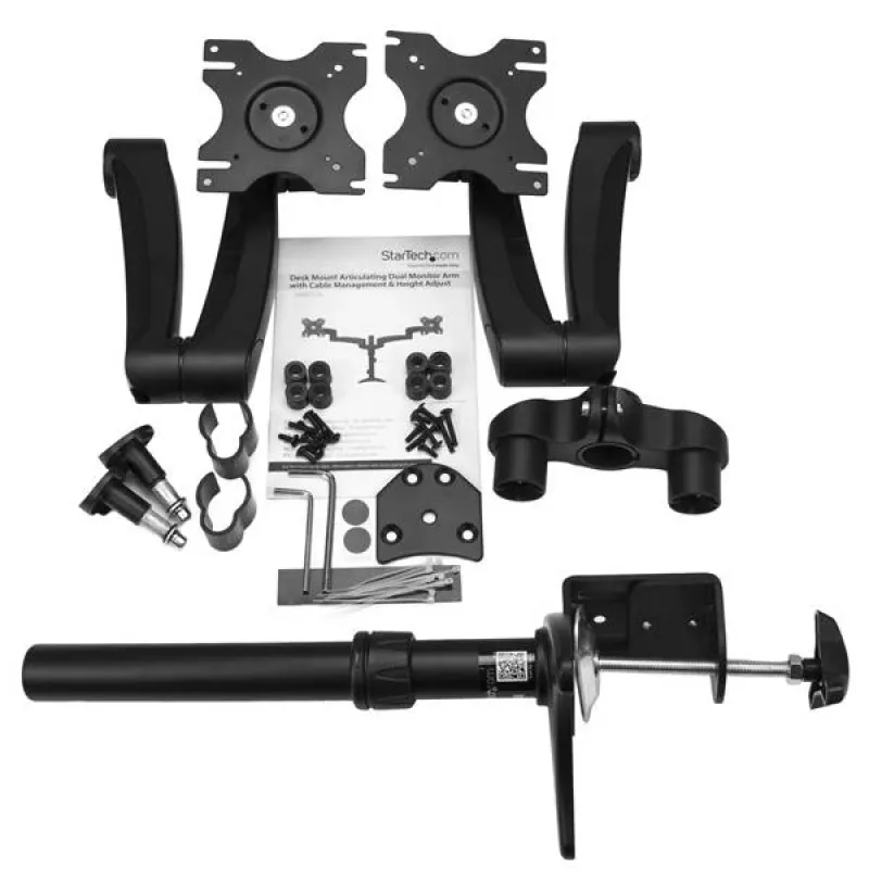 StarTech.com Desk-Mount Dual Monitor Arm - Articulating, Clamp, 13.6 kg, 30.5 cm (12 inch), 61 cm (24 inch), 100 x 100 mm, Black