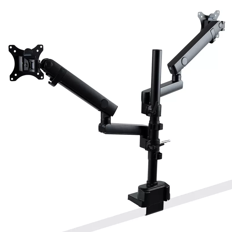 StarTech.com Desk Mount Dual Monitor Arm, Full Motion Monitor Mount for 2x VESA Displays up to 32 inch (17.6lb/8kg), Height Adjustable, Clamp/Grommet Mount, Mechanical Spring
