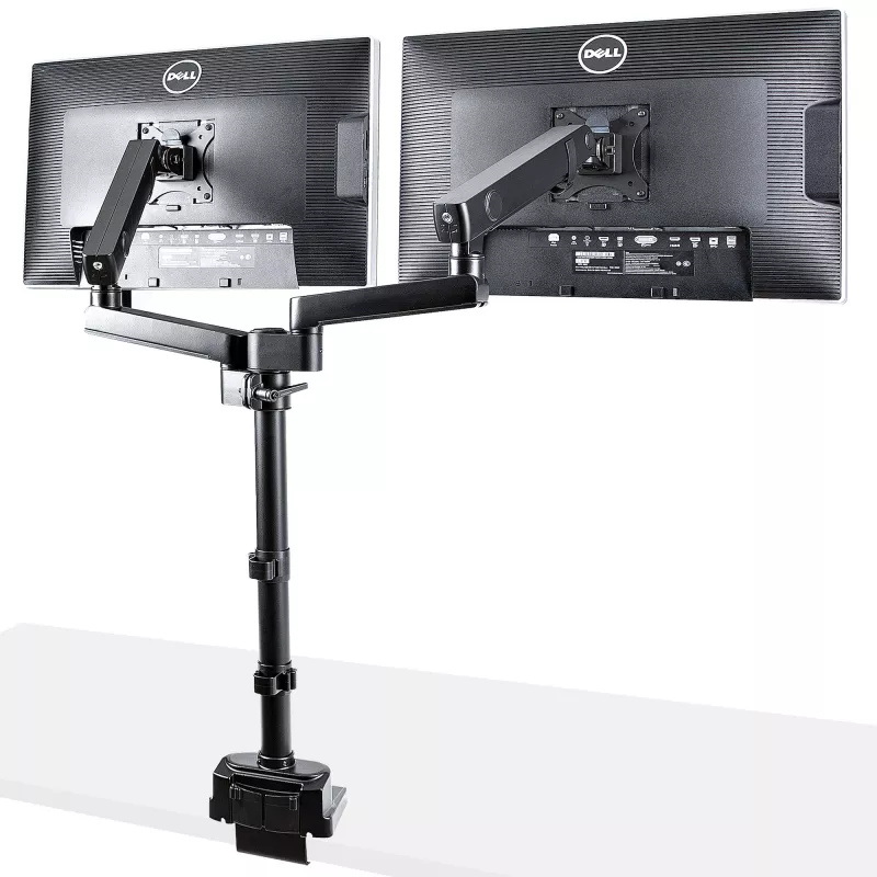 StarTech.com Desk Mount Dual Monitor Arm, Full Motion Monitor Mount for 2x VESA Displays up to 32 inch (17.6lb/8kg), Height Adjustable, Clamp/Grommet Mount, Mechanical Spring