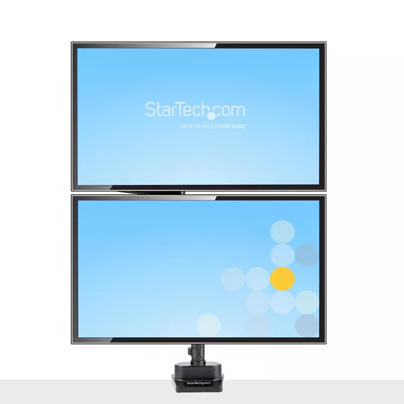 StarTech.com Desk Mount Dual Monitor Arm, Full Motion Monitor Mount for 2x VESA Displays up to 32 inch (17.6lb/8kg), Height Adjustable, Clamp/Grommet Mount, Mechanical Spring