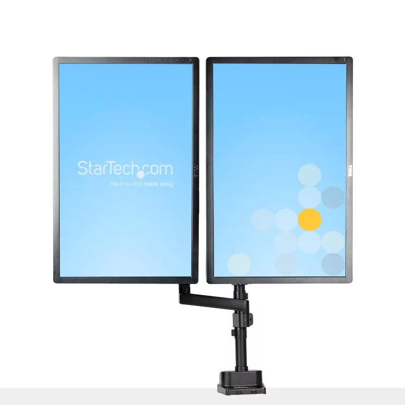 StarTech.com Desk Mount Dual Monitor Arm, Full Motion Monitor Mount for 2x VESA Displays up to 32 inch (17.6lb/8kg), Height Adjustable, Clamp/Grommet Mount, Mechanical Spring