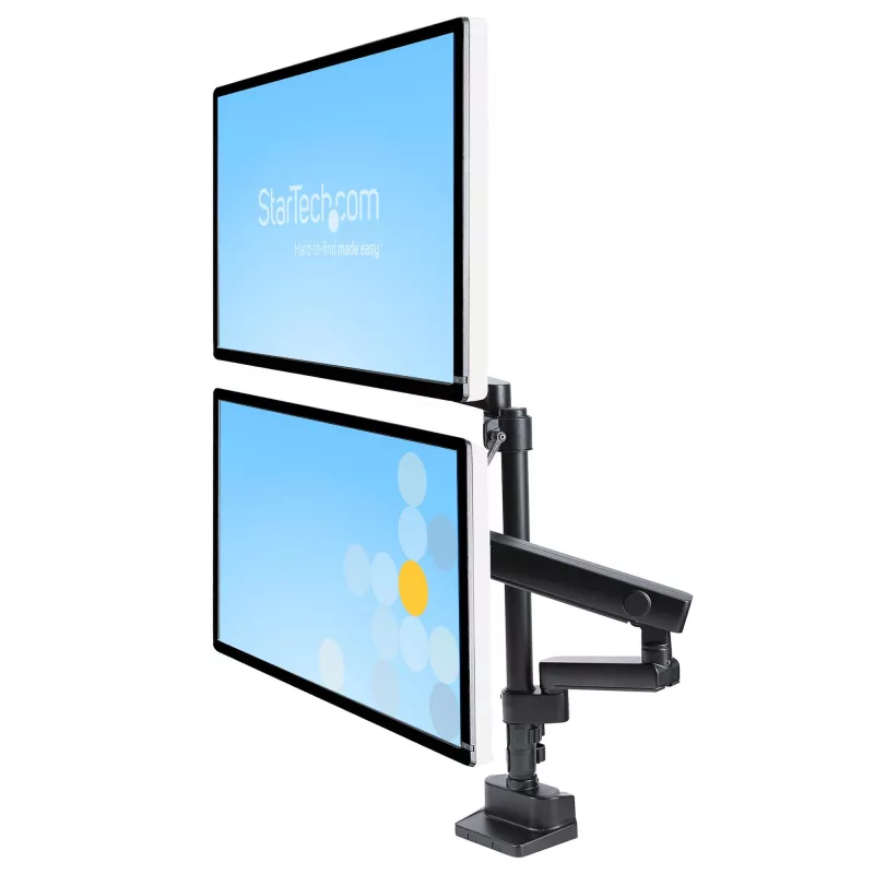 StarTech.com Desk Mount Dual Monitor Arm, Full Motion Monitor Mount for 2x VESA Displays up to 32 inch (17.6lb/8kg), Height Adjustable, Clamp/Grommet Mount, Mechanical Spring
