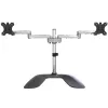 StarTech.com Dual Monitor Stand - Ergonomic Desktop Monitor Stand for up to 32 inch VESA Displays - Free-Standing Articulating Universal Computer Monitor Mount - Adjustable Height - Silver