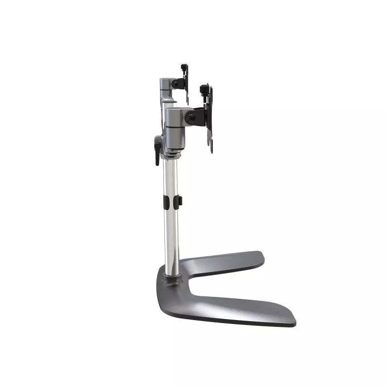 StarTech.com Dual Monitor Stand - Ergonomic Desktop Monitor Stand for up to 32 inch VESA Displays - Free-Standing Articulating Universal Computer Monitor Mount - Adjustable Height - Silver