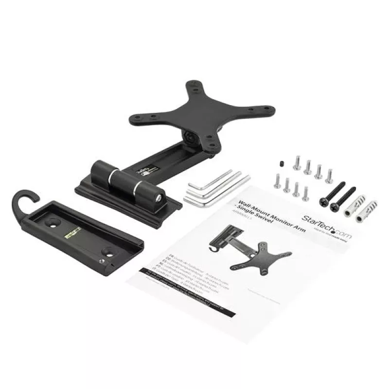 StarTech.com Wall-Mount Monitor Arm - Single Swivel, 15 kg, 33 cm (13 inch), 68.6 cm (27 inch), 75 x 75 mm, 100 x 100 mm, Black