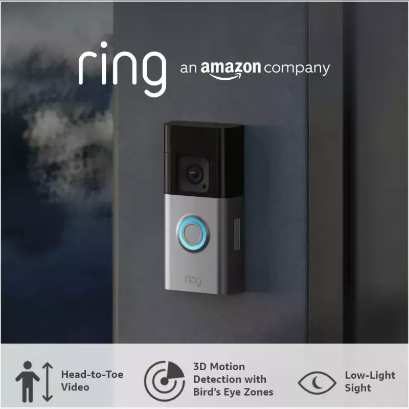 Video intercom system RING B0B2BNM4PV — wireless, 1920×1080 max video, nickel finish, Wi‑Fi (802.11b/g/n/ax)