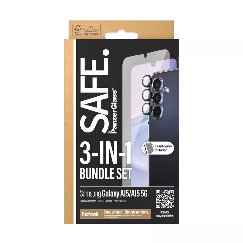 PanzerGlass SAFE. by ® 3-in-1 Protection Bundle Samsung Galaxy A15 | A15 5G