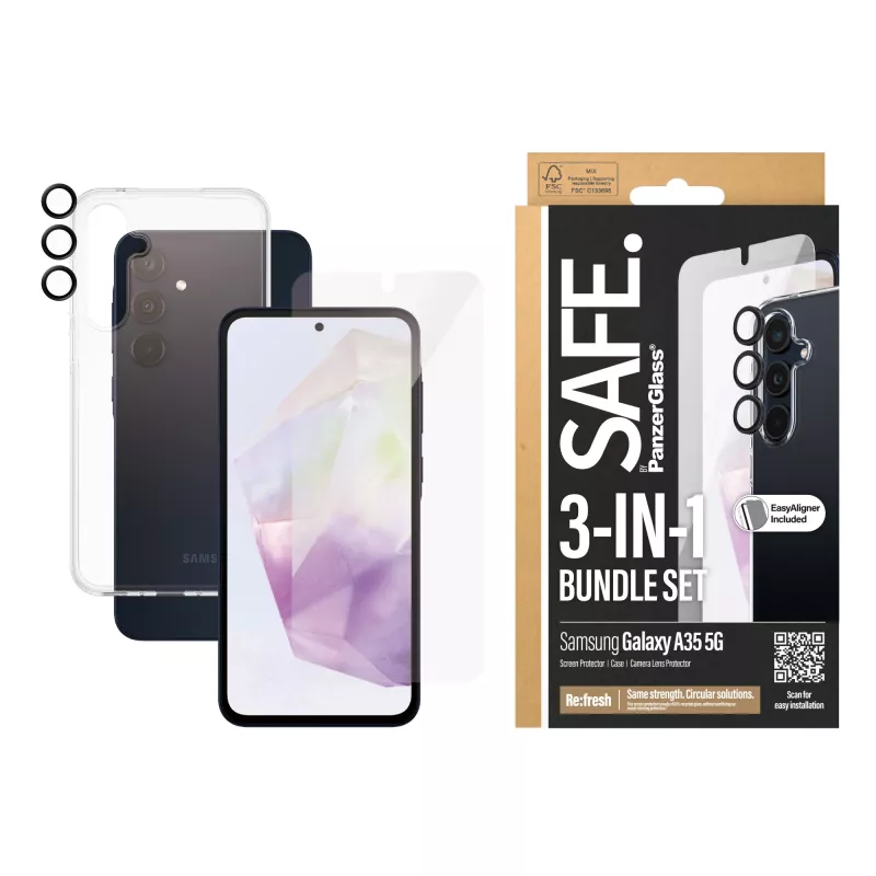 PanzerGlass SAFE. by ® 3-in-1 Protection Bundle Samsung Galaxy A35 5G