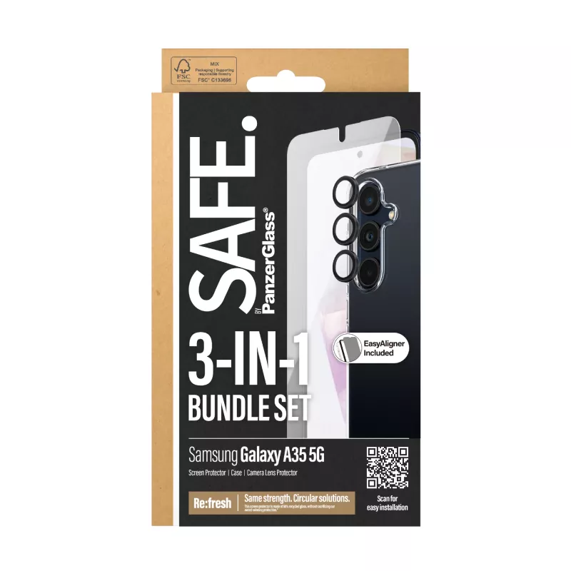 PanzerGlass SAFE. by ® 3-in-1 Protection Bundle Samsung Galaxy A35 5G