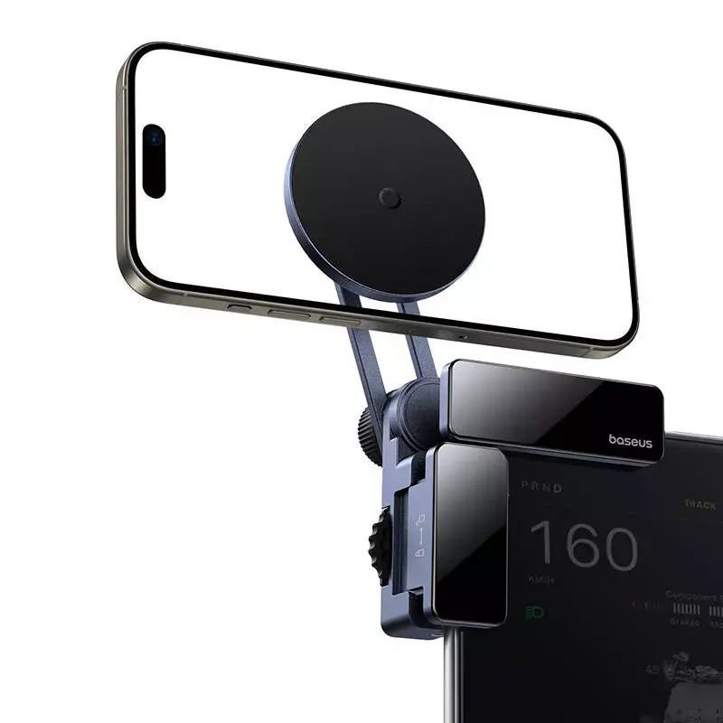 Car magnetic screen holder Baseus MaxView Gray for smartphone and tablet mounting on vehicle display