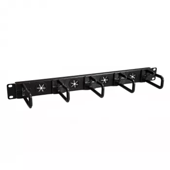 StarTech.com 1U 19 inch Cable Management Organizer - D Ring Hook Network/Server Rack Cord Manager - Data Center Horizontal Wire Panel with Passthrough Holes w/Mounting HW - EIA/ECA-310-E