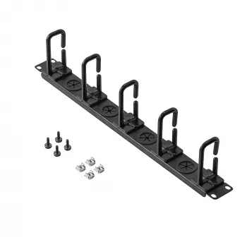 StarTech.com 1U 19 inch Cable Management Organizer - D Ring Hook Network/Server Rack Cord Manager - Data Center Horizontal Wire Panel with Passthrough Holes w/Mounting HW - EIA/ECA-310-E