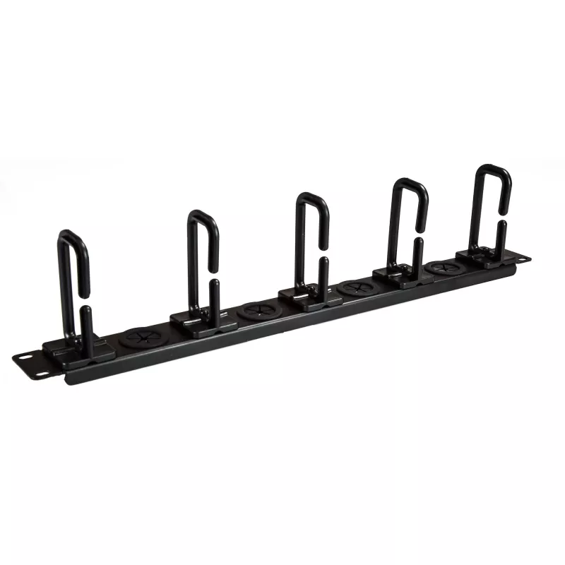 StarTech.com 1U 19 inch Cable Management Organizer - D Ring Hook Network/Server Rack Cord Manager - Data Center Horizontal Wire Panel with Passthrough Holes w/Mounting HW - EIA/ECA-310-E