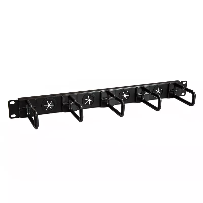 StarTech.com 1U 19 inch Cable Management Organizer - D Ring Hook Network/Server Rack Cord Manager - Data Center Horizontal Wire Panel with Passthrough Holes w/Mounting HW - EIA/ECA-310-E