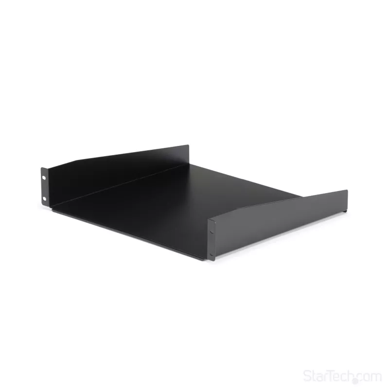 StarTech.com 2U Server Rack Shelf - Universal Rack Mount Cantilever Shelf for 19 inch Network Equipment Rack & Cabinet - Heavy Duty Steel – Weight Capacity 44lb/20kg - 16 inch Deep Tray, Black