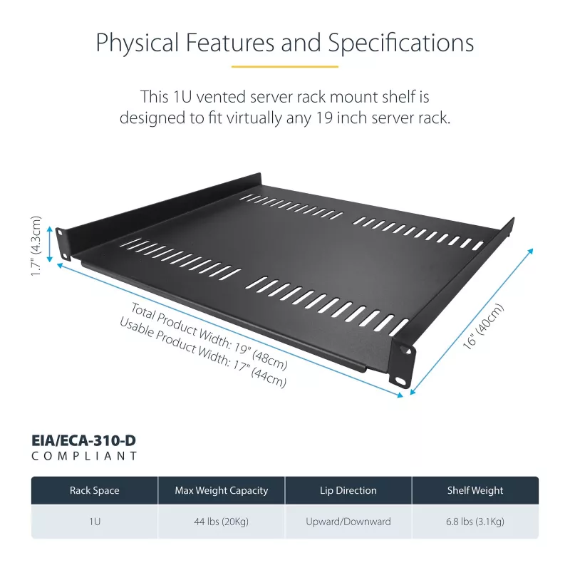 StarTech.com CABSHELF116V2PK rack accessory Rack shelf