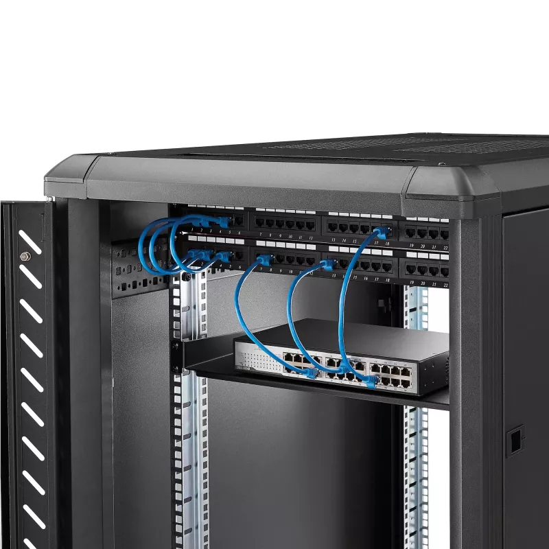 StarTech.com 1U Fixed Server Rack Mount Shelf - 10in Deep Steel Universal Cantilever Tray for 19 inch AV/ Network Equipment Rack - Heavy Duty Steel - Weight Capacity 44lbs/20kg, Black