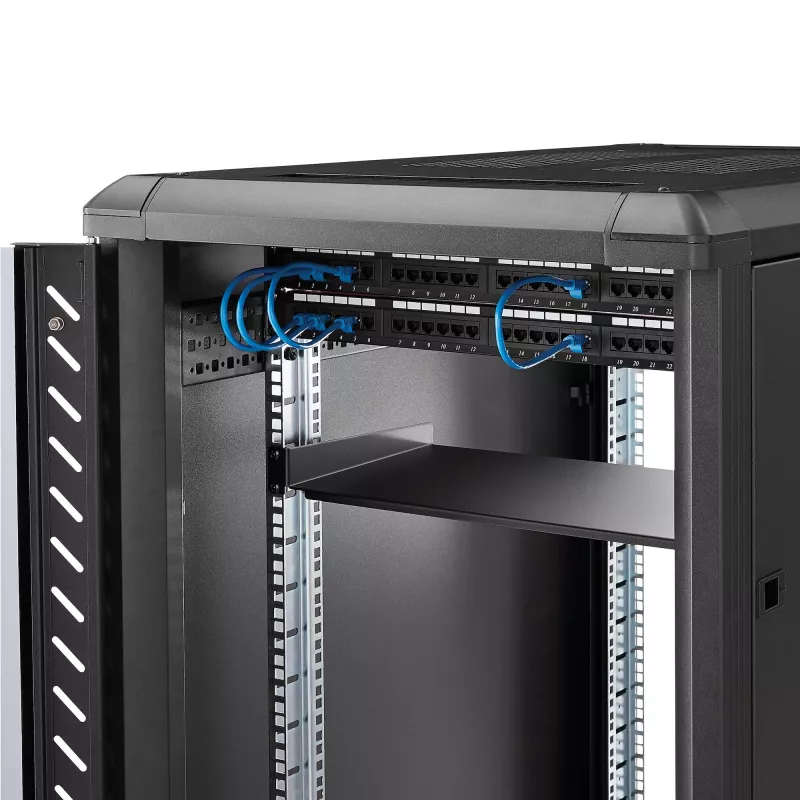 StarTech.com 1U Fixed Server Rack Mount Shelf - 10in Deep Steel Universal Cantilever Tray for 19 inch AV/ Network Equipment Rack - Heavy Duty Steel - Weight Capacity 44lbs/20kg, Black