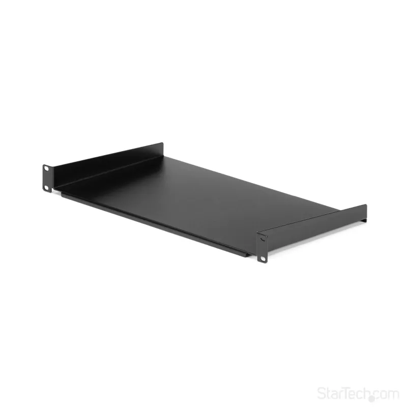 StarTech.com 1U Fixed Server Rack Mount Shelf - 10in Deep Steel Universal Cantilever Tray for 19 inch AV/ Network Equipment Rack - Heavy Duty Steel - Weight Capacity 44lbs/20kg, Black