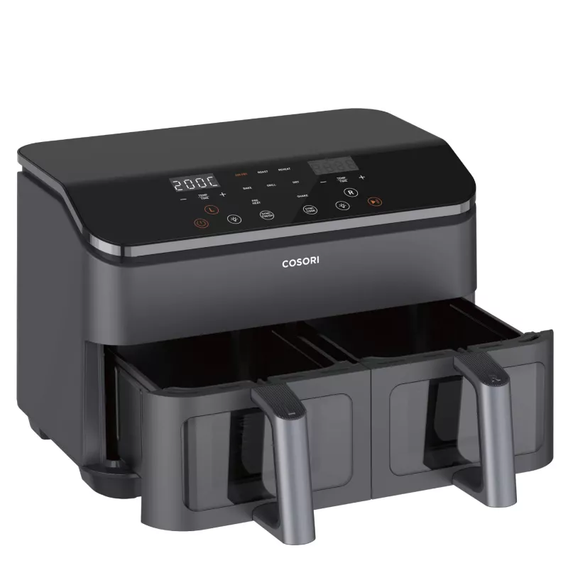 Cosori Dual Basket Chef Edition Double 8.5 L Stand-alone 1750 W Hot air fryer Black, Silver