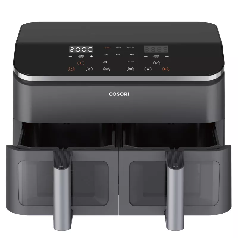 Cosori Dual Basket Chef Edition Double 8.5 L Stand-alone 1750 W Hot air fryer Black, Silver