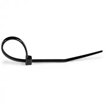 StarTech.com 100-Pack 6 inch(15cm) Cable Ties - 1/8 inch(3.6mm) wide, 1-3/8 inch(39mm) Bundle Diameter, 40lb(18kg) Tensile Strength, Nylon Self Locking Zip Ties with Curved Tip, UL Listed, Black - TAA