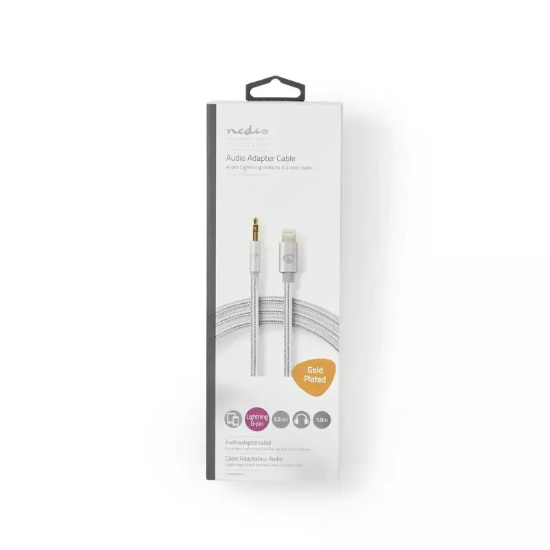 Nedis CCTB39940AL10 Lightning Cable 1m Aluminium 3.5mm Connector