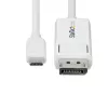 StarTech.com 6ft (2m) USB-C to DisplayPort 1.2 Cable, Bidirectional, 4K 60Hz, White Video Adapter Cord for Apple MacBook Pro / Air M1 M2 M3 M4, Mac Mini / Studio, Thunderbolt Compatible