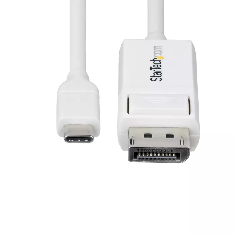 StarTech.com 6ft (2m) USB-C to DisplayPort 1.2 Cable, Bidirectional, 4K 60Hz, White Video Adapter Cord for Apple MacBook Pro / Air M1 M2 M3 M4, Mac Mini / Studio, Thunderbolt Compatible