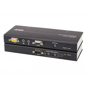 ATEN USB VGA KVM Extender with Audio and RS-232 (200m), Transmitter & receiver, Wired, 200 m, Cat5, 1920 x 1200 pixels, Push-buttons