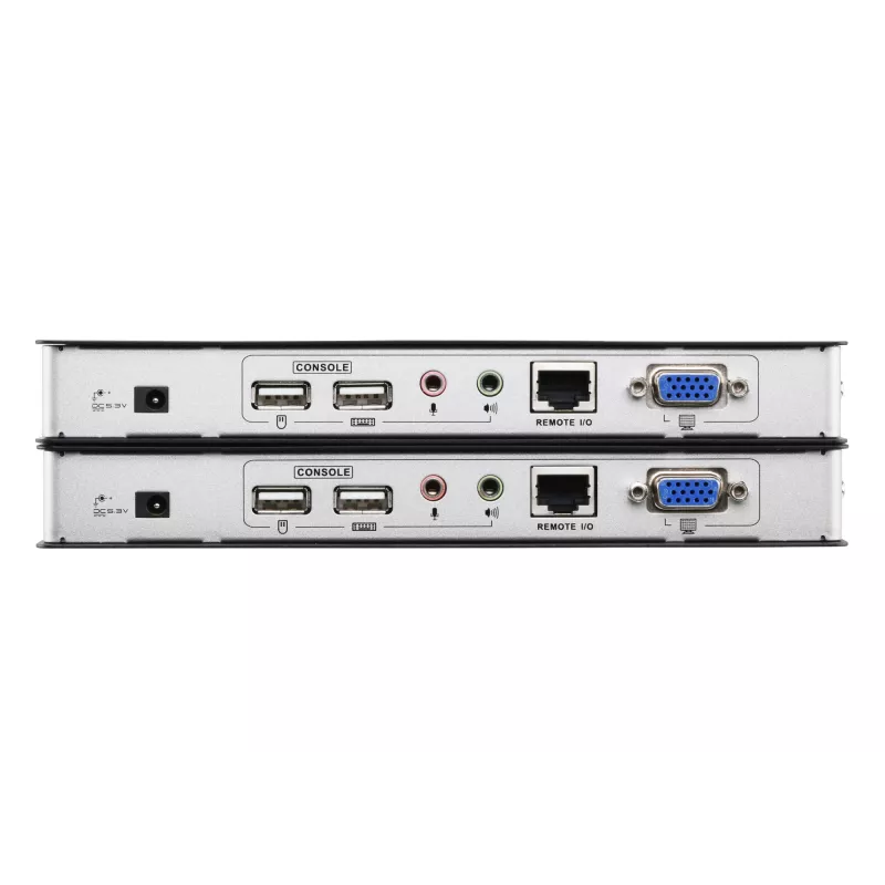 ATEN USB VGA KVM Extender with Audio and RS-232 (200m), Transmitter & receiver, Wired, 200 m, Cat5, 1920 x 1200 pixels, Push-buttons