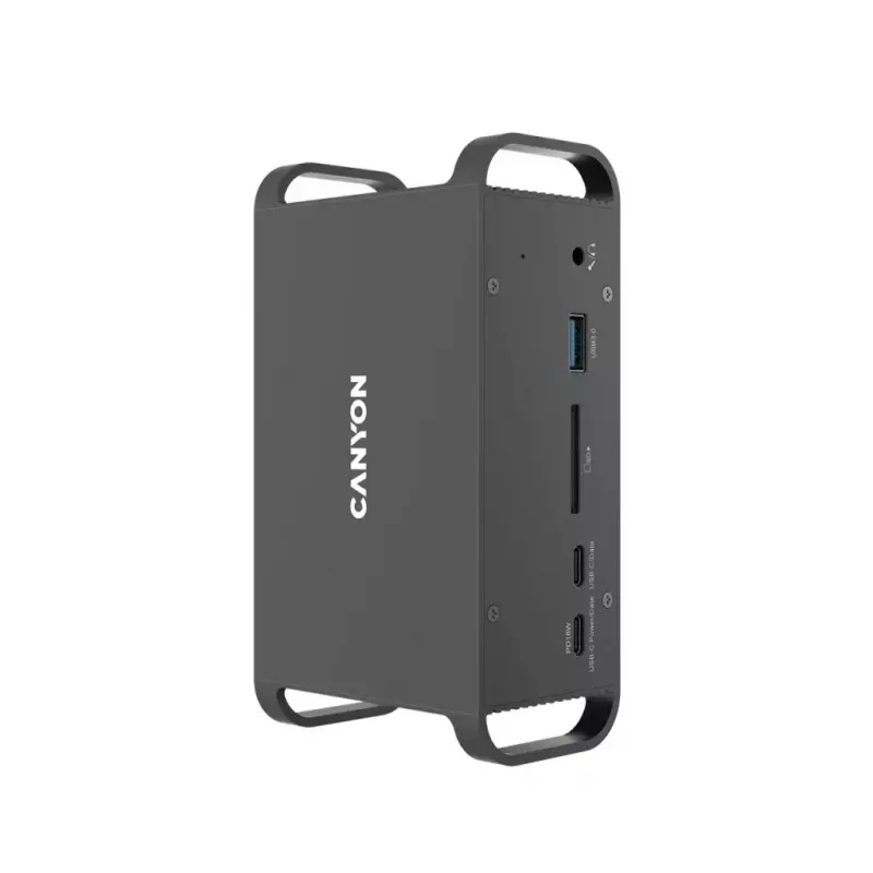 Docking station CANYON CNS-HDS95ST — USB-C (USB 3.2 Gen 2) docking with 2× HDMI, 2× USB 3.2 Gen1, 2× USB 2.0, Gigabit Ethernet, 100W, aluminium, black
