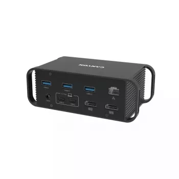 Docking station CANYON CNS-HDS95ST — USB-C (USB 3.2 Gen 2) docking with 2× HDMI, 2× USB 3.2 Gen1, 2× USB 2.0, Gigabit Ethernet, 100W, aluminium, black