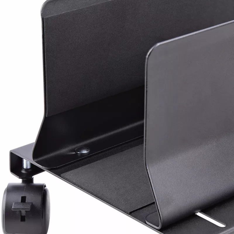 StarTech.com Computer Tower Cart, Rolling Mobile CPU Caddy on Wheels (Casters), Max Load 46.3lb/21kg, Adjustable PC Case Mount, Desktop Floor Stand, Steel Dolly