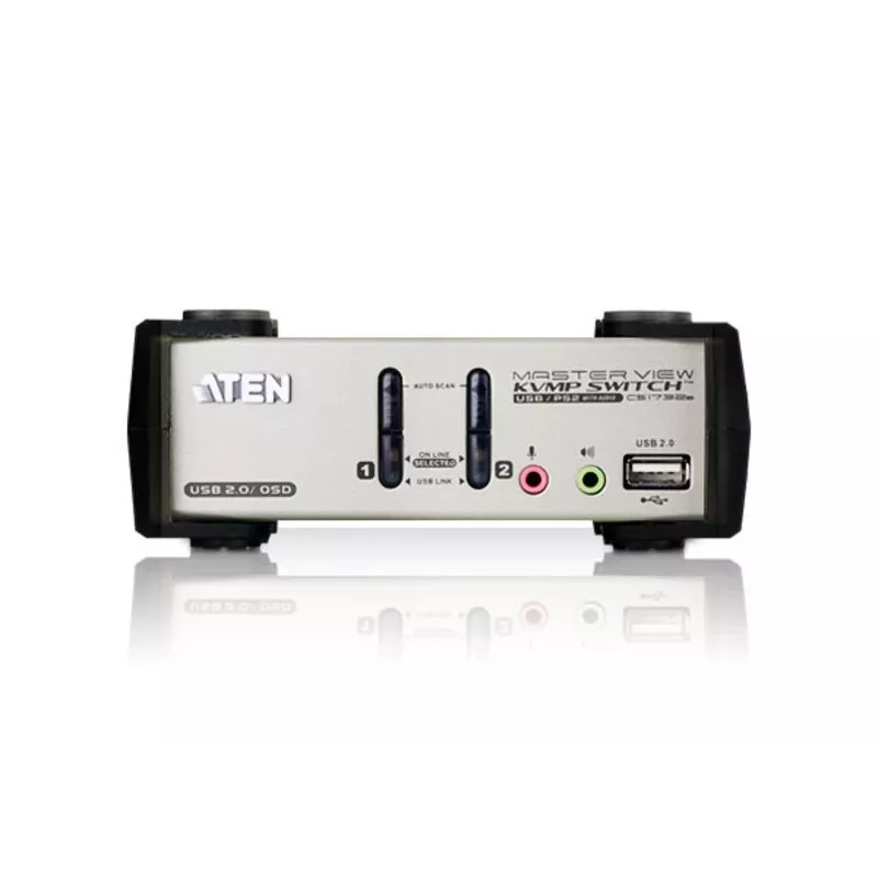 ATEN 2-Port USB - PS/2 VGA KVM Switch with Audio & USB 2.0 Hub (KVM Cables included)