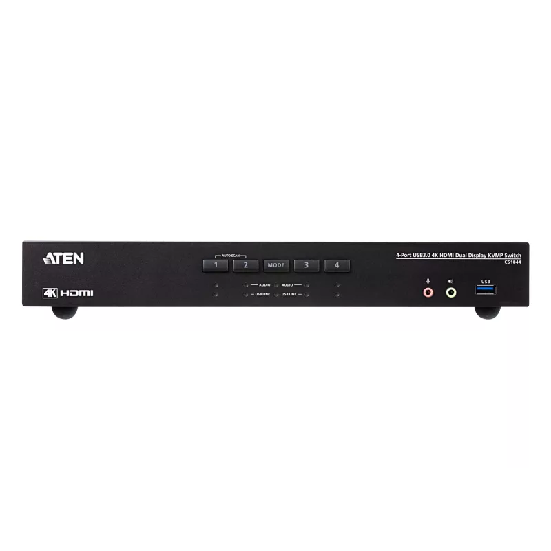 ATEN 4-Port USB 3.0 4K HDMI Dual Display KVMP™ Switch, 4096 x 2160 pixels, 4K Ultra HD, 4.42 W, Black