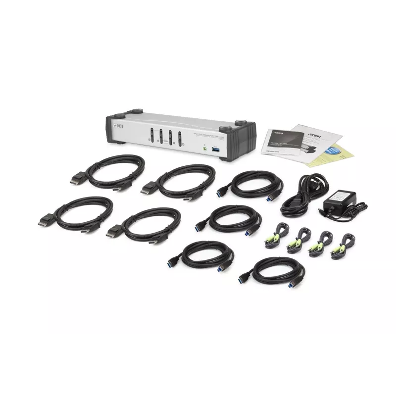 ATEN 4-Port USB 3.1 Gen 1 DisplayPort 1.1 KVMP™ Switch with Speaker (KVM cables included)