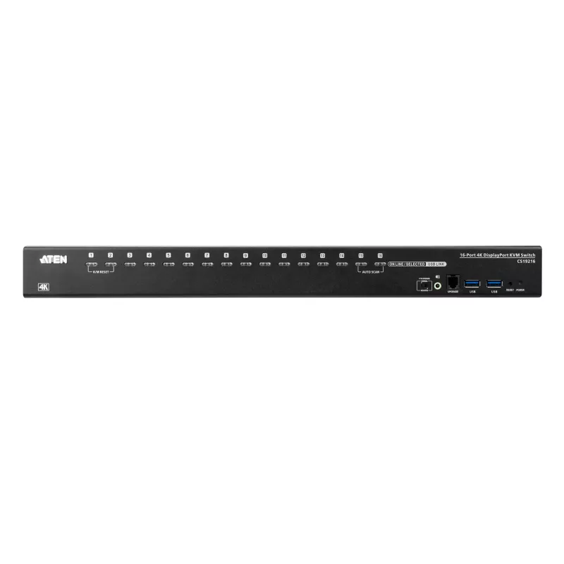 ATEN 16-Port USB 3.0 4K DisplayPort KVM Switch, 4096 x 2160 pixels, 4K Ultra HD, 26.66 W, Black